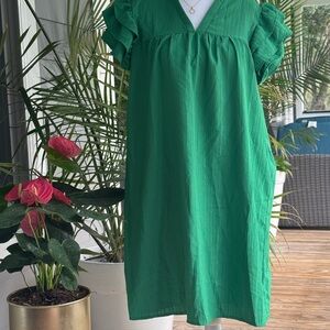 SHEIN Green Ruffle Sleeve Dress